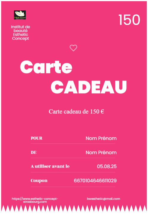 Carte cadeau d’une valeur de 150€