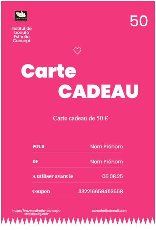 Carte cadeau d’une valeur de 50€